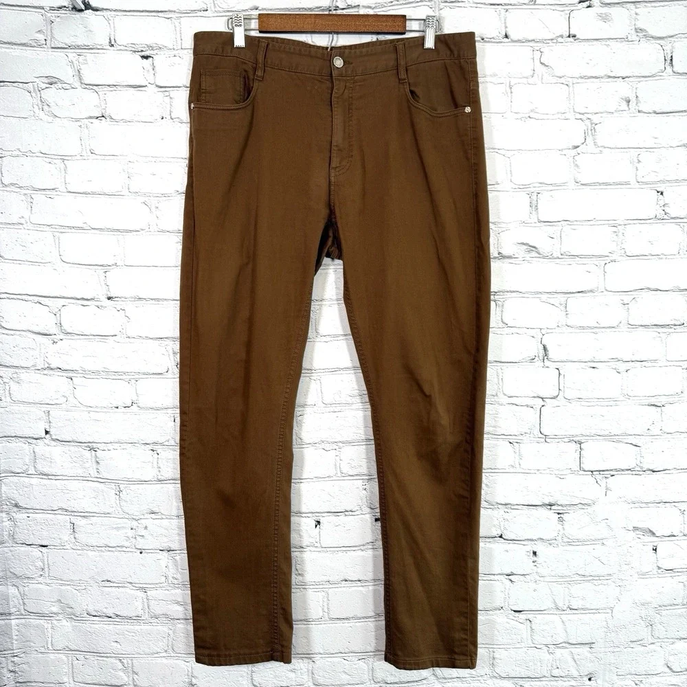 Authentic Fendi Roma Brown Slim Fit Stretch Pants‎ 34x31